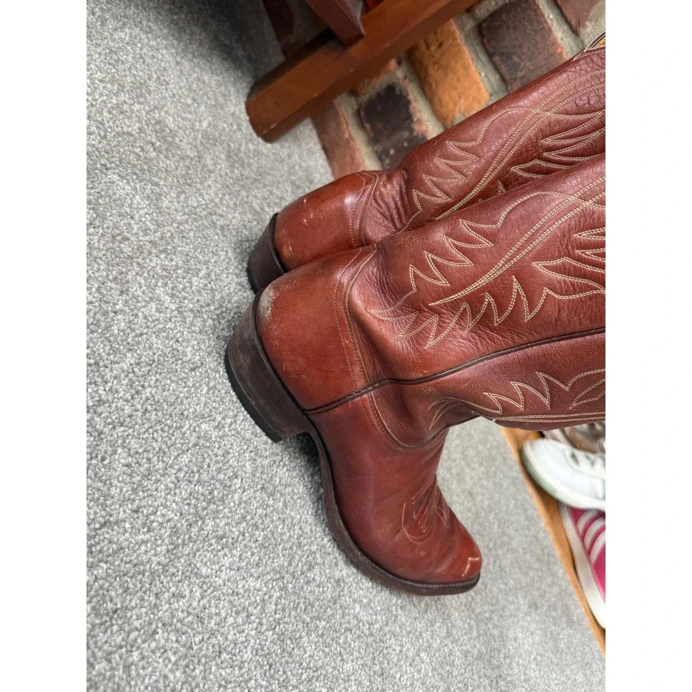Vintage Justin Style 2497Brown Leather Cowboy Boots Western USA M 9 W‎ 10.5
